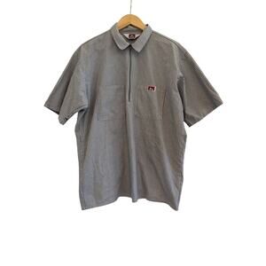 Ben Davis Pinstripe Zip Up Shirt Mens Sz Large Gray Career Casual Vintage